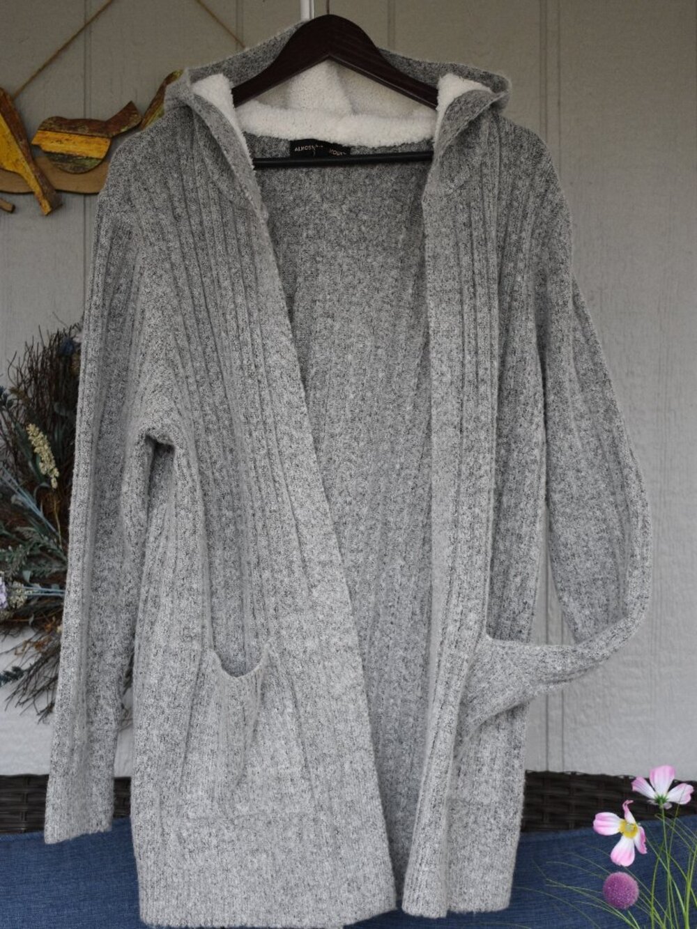 Almost Famous Hooded Open Front Cardigan XL Grey